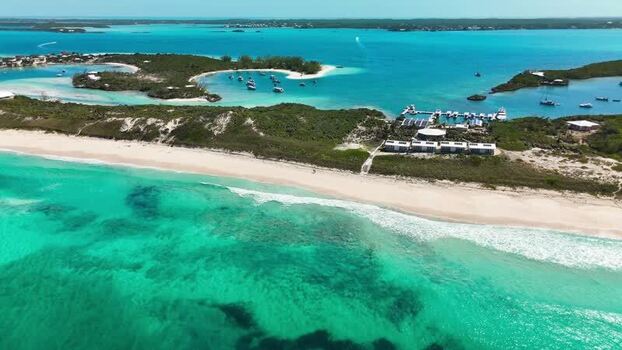 Aerial view of Stocking Island Beach and turquoise water The Bahamas. Aerial view of Stocking Island Beach and turquoise water The Bahamas.