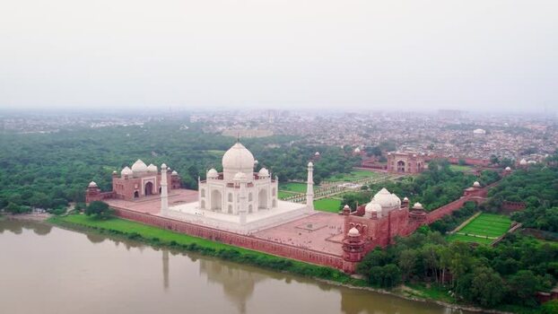 Aerial view of Taj Mahal mausoleum in Agra India. Aerial view of Taj Mahal mausoleum in Agra India.