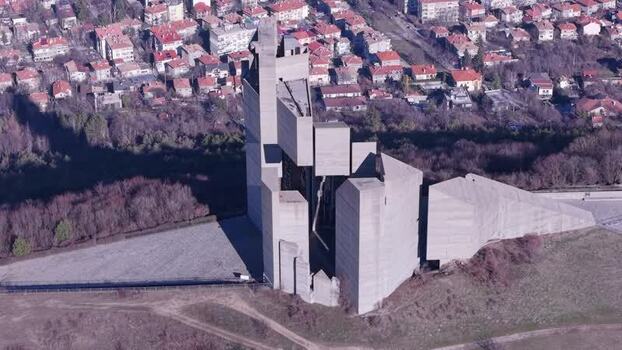 Aerial view of Founders of the Bulgarian State Monument Bulgaria.
