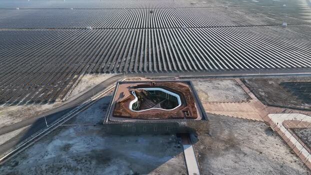 Aerial view of Karapinar Gunes Enerjisi Santrali Turkiye.