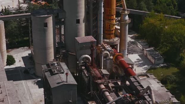 Aerial view of Sacci cement factory in Castelraimondo Italy.