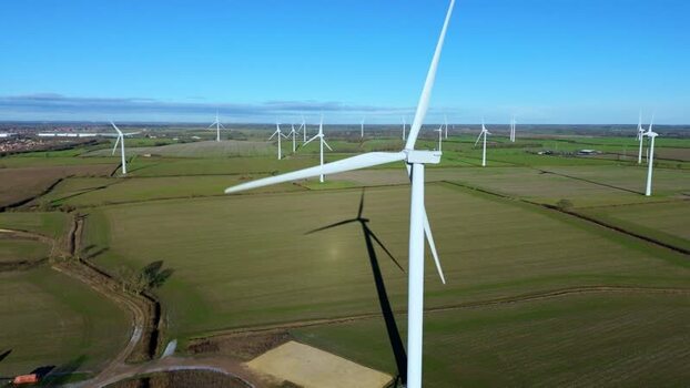 Aerial view of Burton Latimer Wind farm United Kingdom.