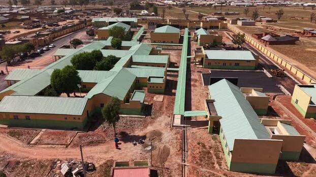 Aerial view of a modern facility with green roofs Nigeria. Aerial view of a modern facility with green roofs Nigeria.