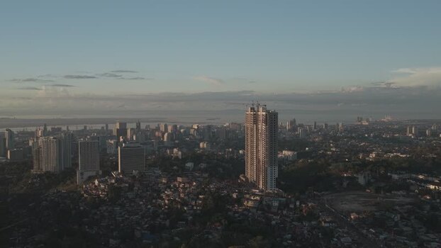 Aerial view of Cebu City skyline and urban buildings Philippines.