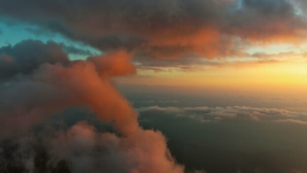Aerial view of sunset clouds over the mountains in Montenegro. Aerial view of sunset clouds over the mountains in Montenegro.