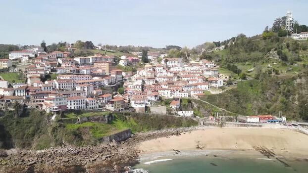 Aerial view of Llastres village on the coast of Spain. Aerial view of Llastres village on the coast of Spain.