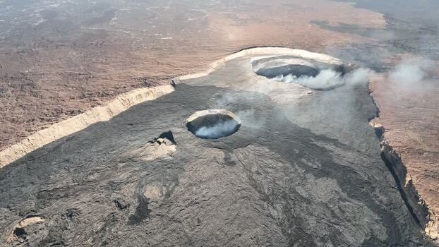 Aerial view of active volcanic craters in Erta Ale Ethiopia. Aerial view of active volcanic craters in Erta Ale Ethiopia.