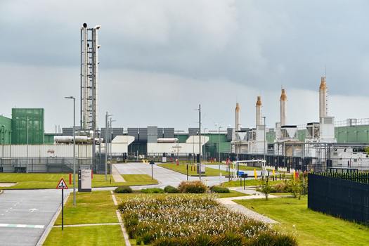 Middenmeer Netherlands 17 May 2026 View of Microsoft datacenters on Agriport with industrial cooling towers and modern infrastructure under a cloudy sky.