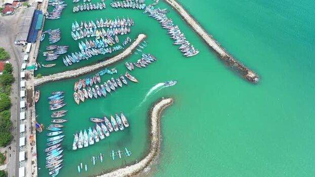 Aerial view of Prigi harbor in Watulimo Indonesia.