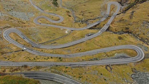Aerial view of Transfagarasan mountain road in Romania. Aerial view of Transfagarasan mountain road in Romania.