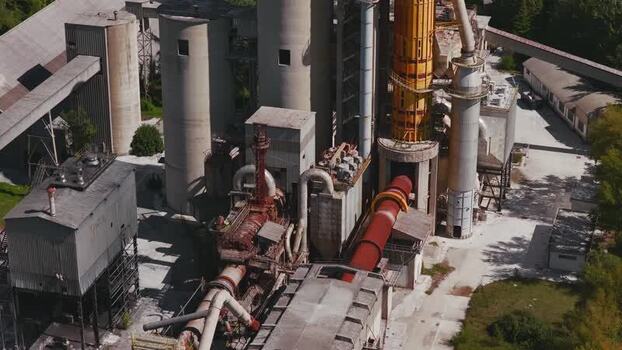 Aerial view of Sacci cement factory in Castelraimondo Italy.
