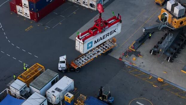 Aerial view of Port Nelson loading a container New Zealand. Aerial view of Port Nelson loading a container New Zealand.