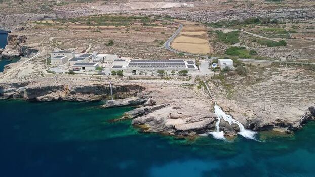 Aerial view of Ghar Lapsi desalination plant on Malta s rocky coastline Aerial view of Ghar Lapsi desalination plant on Malta s rocky coastline