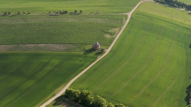 Aerial view of the historic Kunkovice windmill Czechia. Aerial view of the historic Kunkovice windmill Czechia.
