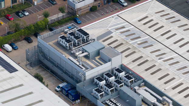 Aerial view of big data center campus in Slough United Kingdom Aerial view of big data center campus in Slough United Kingdom