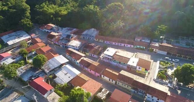 Aerial view of Cepe town with colorful houses in Venezuela.
