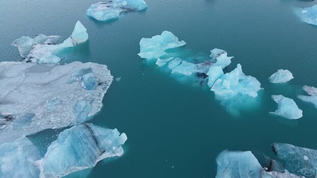 Aerial view of Jokulsarlon Glacier Lagoon Iceland.