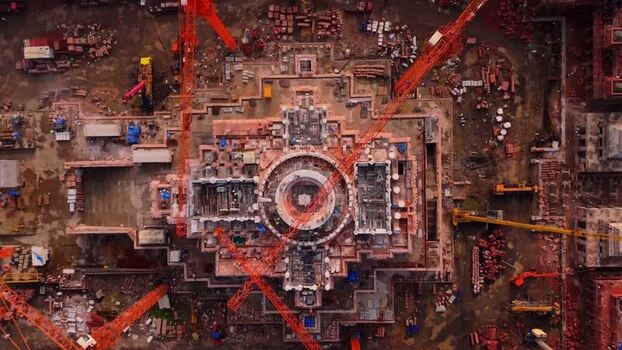 Aerial view of construction site in Surat India.