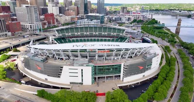 Aerial view of Paycor Stadium in Cincinnati United States.