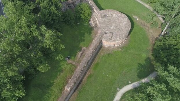 Aerial view of the historic city walls and bastion in Ferrara Italy. Aerial view of the historic city walls and bastion in Ferrara Italy.