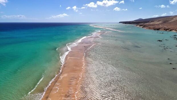 Aerial view of Playa del Matorral beach and turquoise water Spain. Aerial view of Playa del Matorral beach and turquoise water Spain.