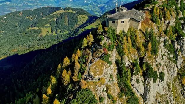 Aerial view of Kehlsteinhaus in the Bavarian Alps Germany.