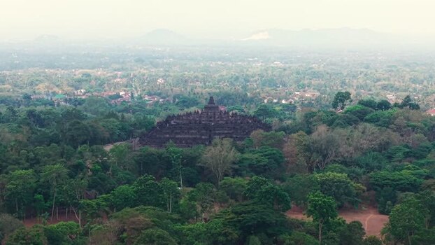 Aerial view of Borobudur Temple in Magelang Indonesia.