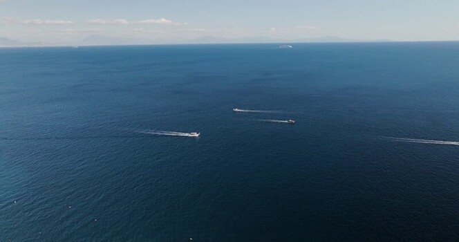 Aerial view of boats on the water Italy. Aerial view of boats on the water Italy.