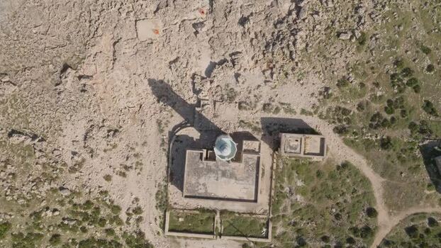 Aerial view of the lighthouse in Plemmirio Italy.