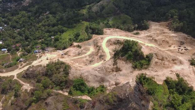 Aerial view of mining site in Papua Indonesia.