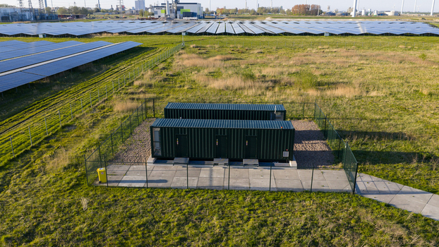 Aerial View of Battery Storage at Solar Park