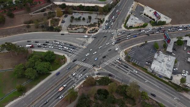 Aerial view of Baldwin Hills intersection in United States.