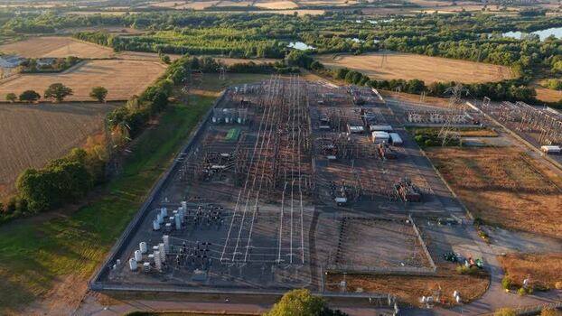 Aerial view of Grendon national grid station United Kingdom. Aerial view of Grendon national grid station United Kingdom.