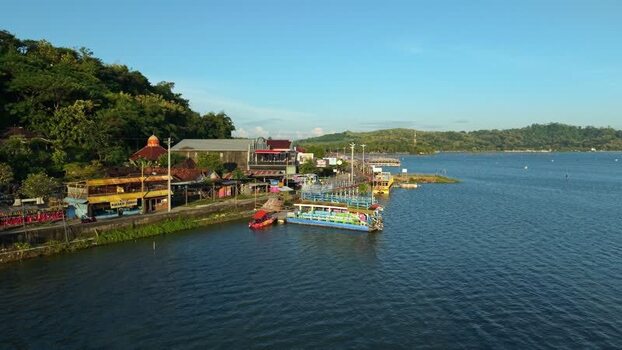 Aerial view of Rowo Jombor Klaten lake Indonesia. Aerial view of Rowo Jombor Klaten lake Indonesia.