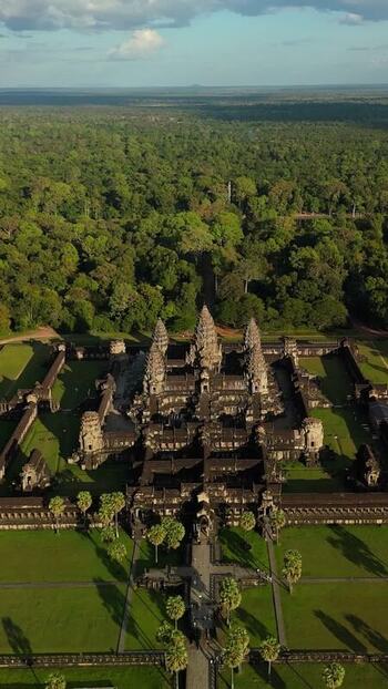 Aerial view of Angkor Wat temple complex in Cambodia. Aerial view of Angkor Wat temple complex in Cambodia.