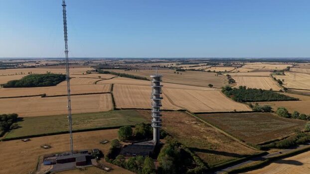 Aerial view of Morborne Hill Transmitter in Morborne United Kingdom.