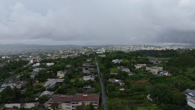 Aerial view of Trou Aux Cerfs Volcano in Curepipe Mauritius.