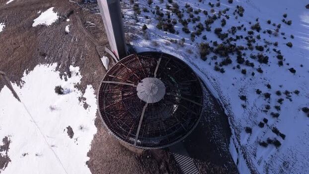 Aerial view of Buzludzha Monument Bulgaria.