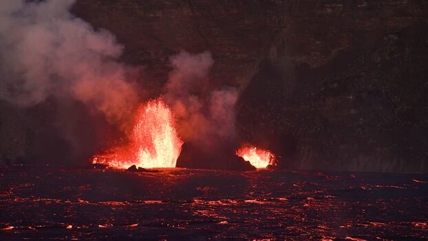 View of a volcanic eruption United States.
