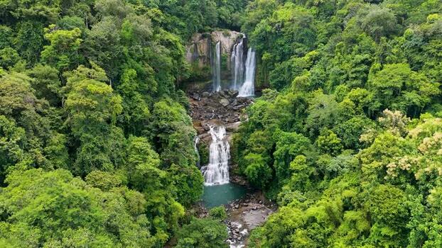 Aerial view of Nauyaca Waterfalls in lush rainforest Costa Rica. Aerial view of Nauyaca Waterfalls in lush rainforest Costa Rica.