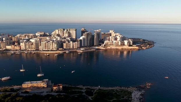 Aerial view of the Sliema waterfront and modern skyline Malta. Aerial view of the Sliema waterfront and modern skyline Malta.