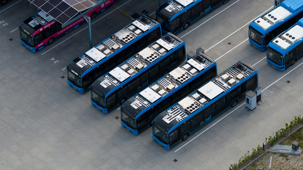 Purmerend Netherlands 15 June 2026 Aerial drone view of the EBS charging hub in Purmerend zero emission buses sustainable public transport infrastructure. Purmerend Netherlands 15 June 2026 Aerial drone view of the EBS charging hub in Purmerend zero emission buses sustainable public transport infrastructure.