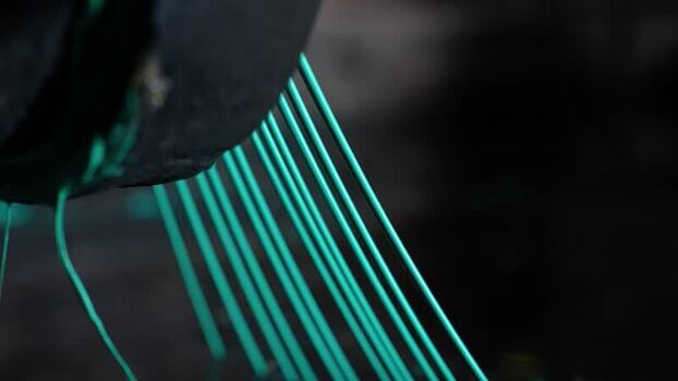 View of green synthetic fibers in a factory Bangladesh. View of green synthetic fibers in a factory Bangladesh.