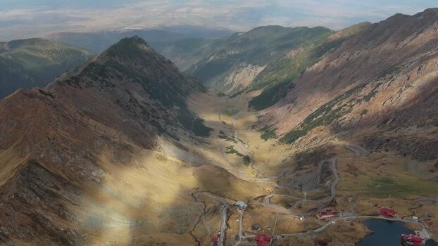 Aerial view of Transfagarasan road in the Carpathian Mountains Romania. Aerial view of Transfagarasan road in the Carpathian Mountains Romania.