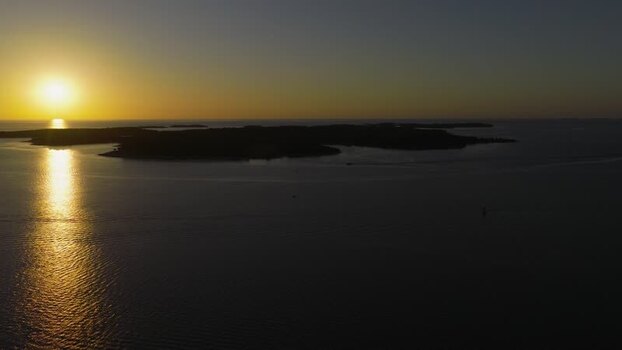 Aerial view of Brijuni National Park at sunset Croatia.