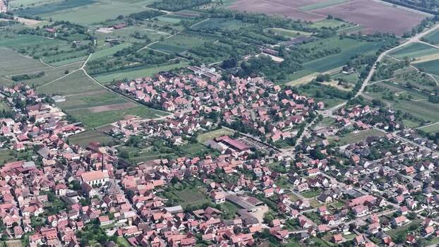 Aerial view of the historic town of Selestat France.