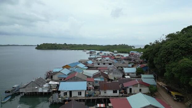 Aerial view of stilt village on Batam Island Indonesia. Aerial view of stilt village on Batam Island Indonesia.