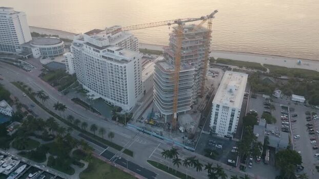 Aerial view of construction site in Miami Beach United States.