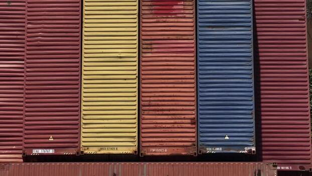 Aerial view of shipping containers Portugal.