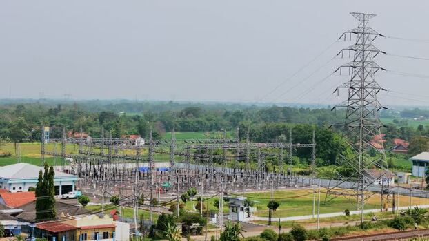 Aerial view of an electrical substation Indonesia. Aerial view of an electrical substation Indonesia.